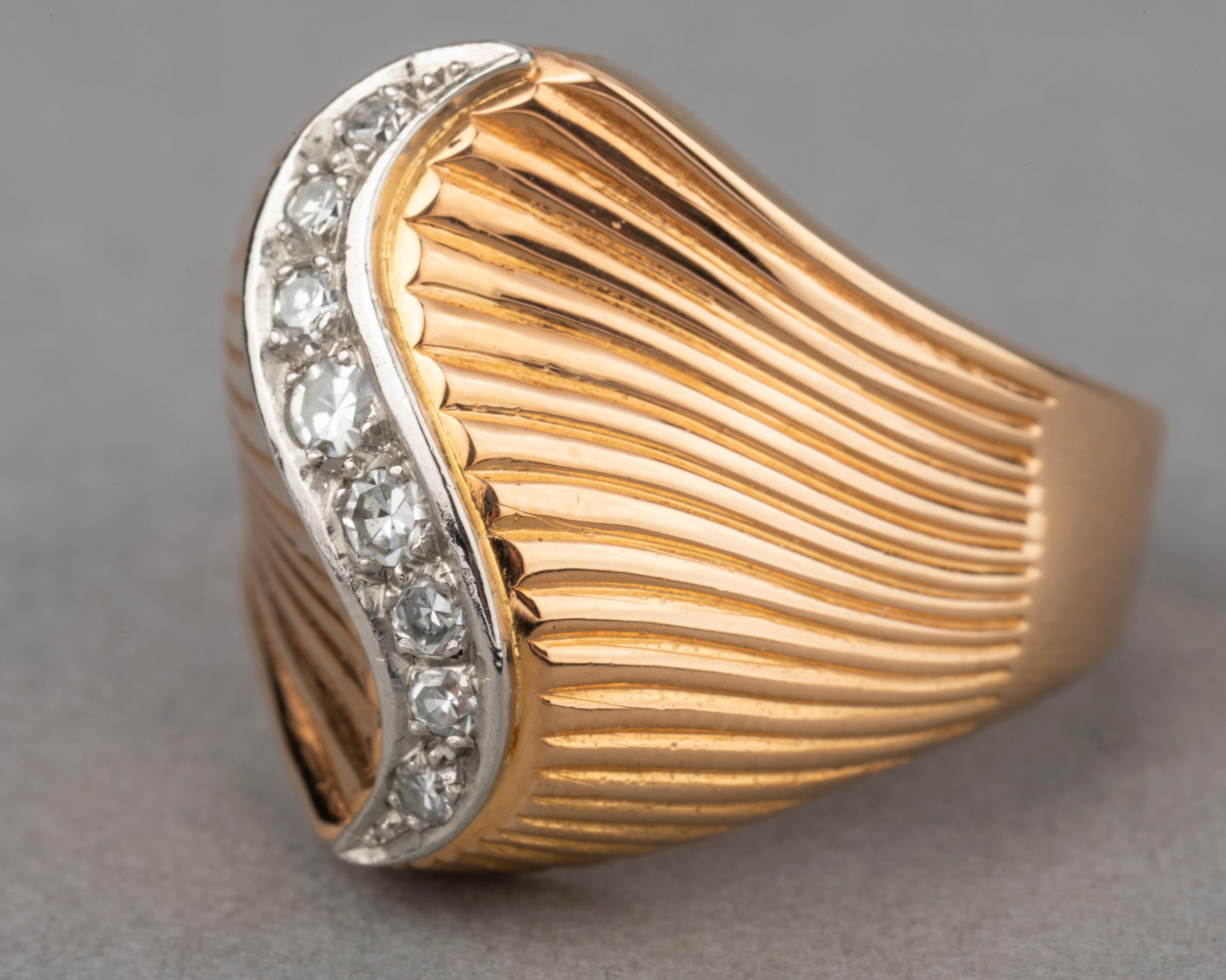 Women's Gold and Diamonds French Vintage Ring For Sale