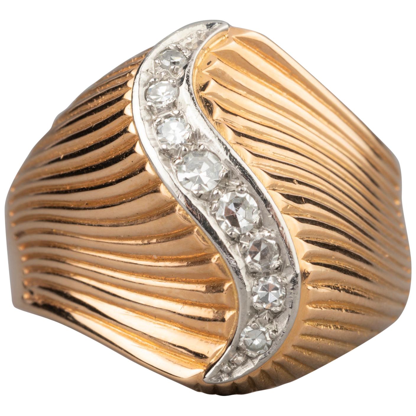 Gold and Diamonds French Vintage Ring For Sale