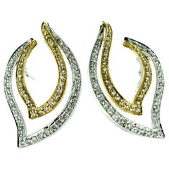 Gold and Diamonds Ribbon Style Earrings