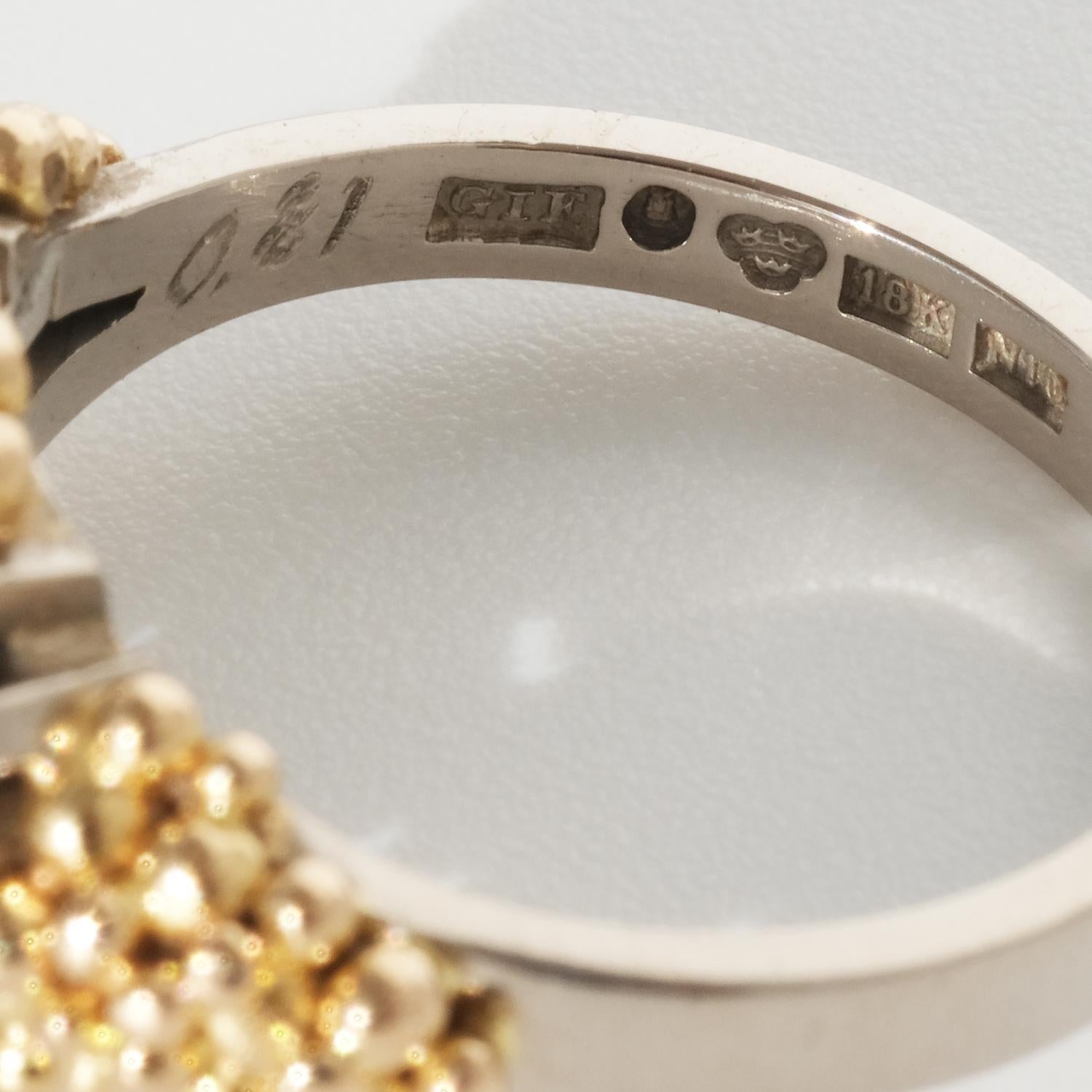 Ring aus Gold und Diamanten von Claës Giertta Hergestellt 1987 in Schweden Damen im Angebot