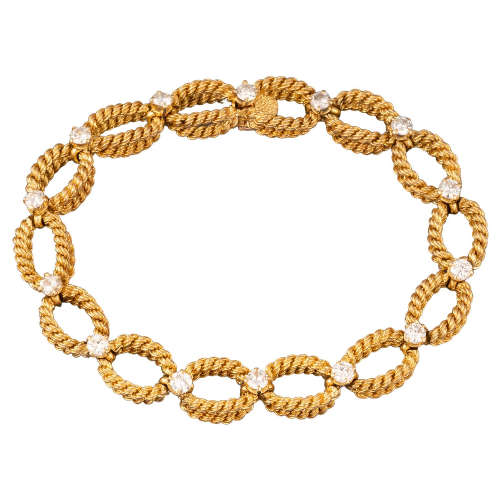 Bracelet Boucheron vintage en or et diamants en vente
