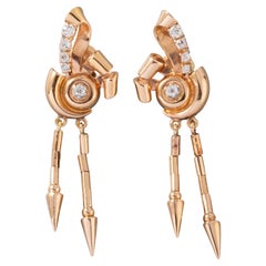 Gold and Diamonds Vintage Earrings