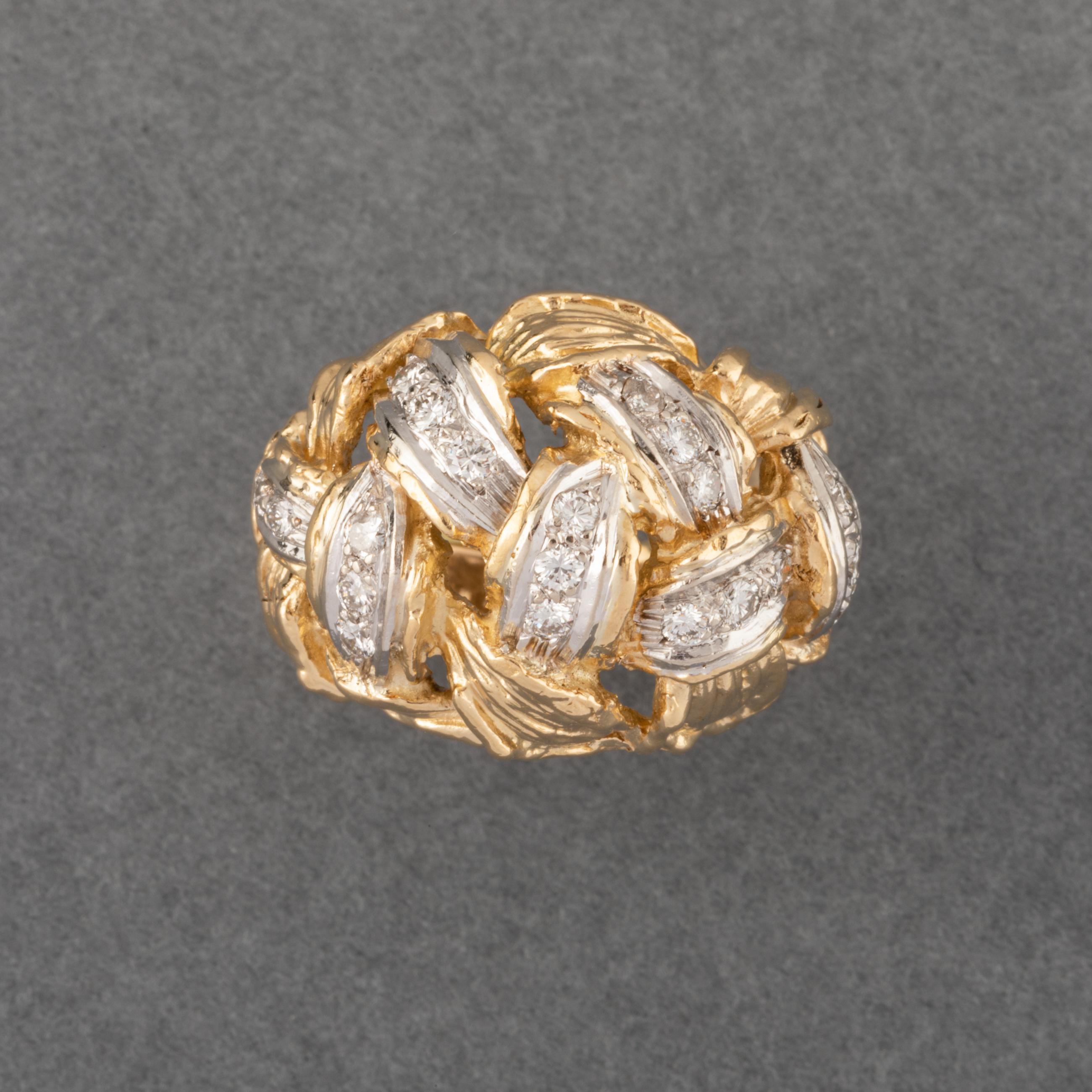 Taille ronde Bague vintage en or et diamants