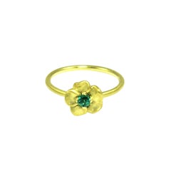 Gold and Emerald Pansy Ring in 18K Green Gold