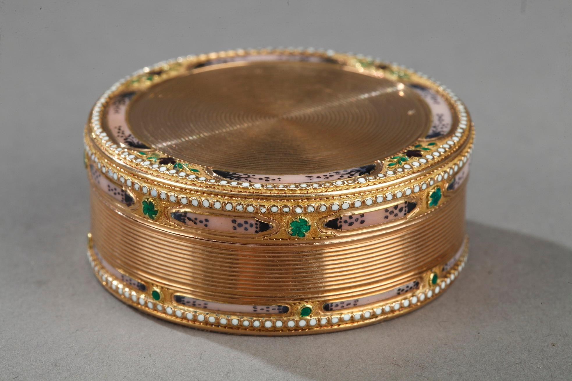 Neoclassical Gold and Enamel 18th Century Circular Box