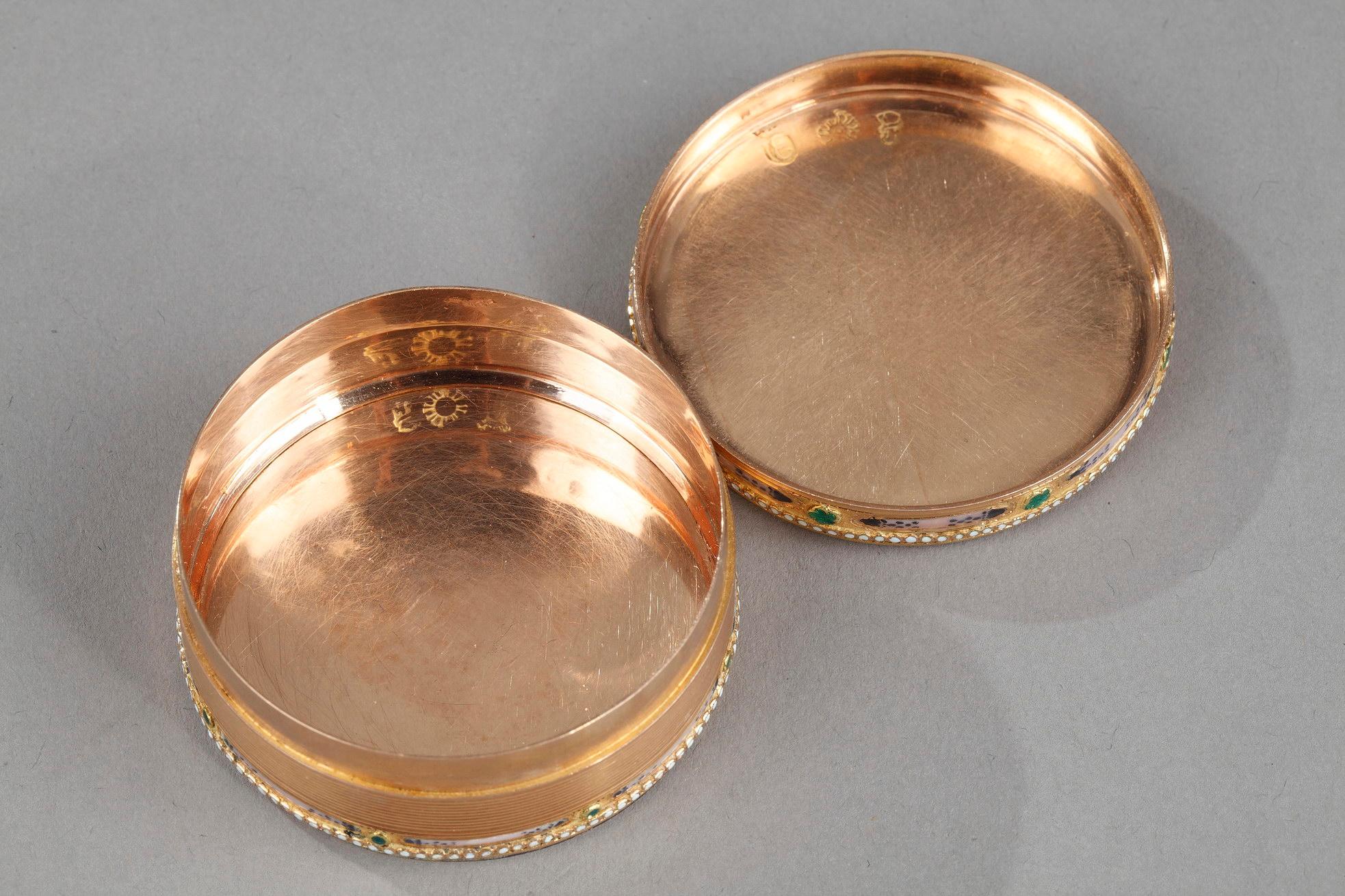 Gold and Enamel 18th Century Circular Box 2