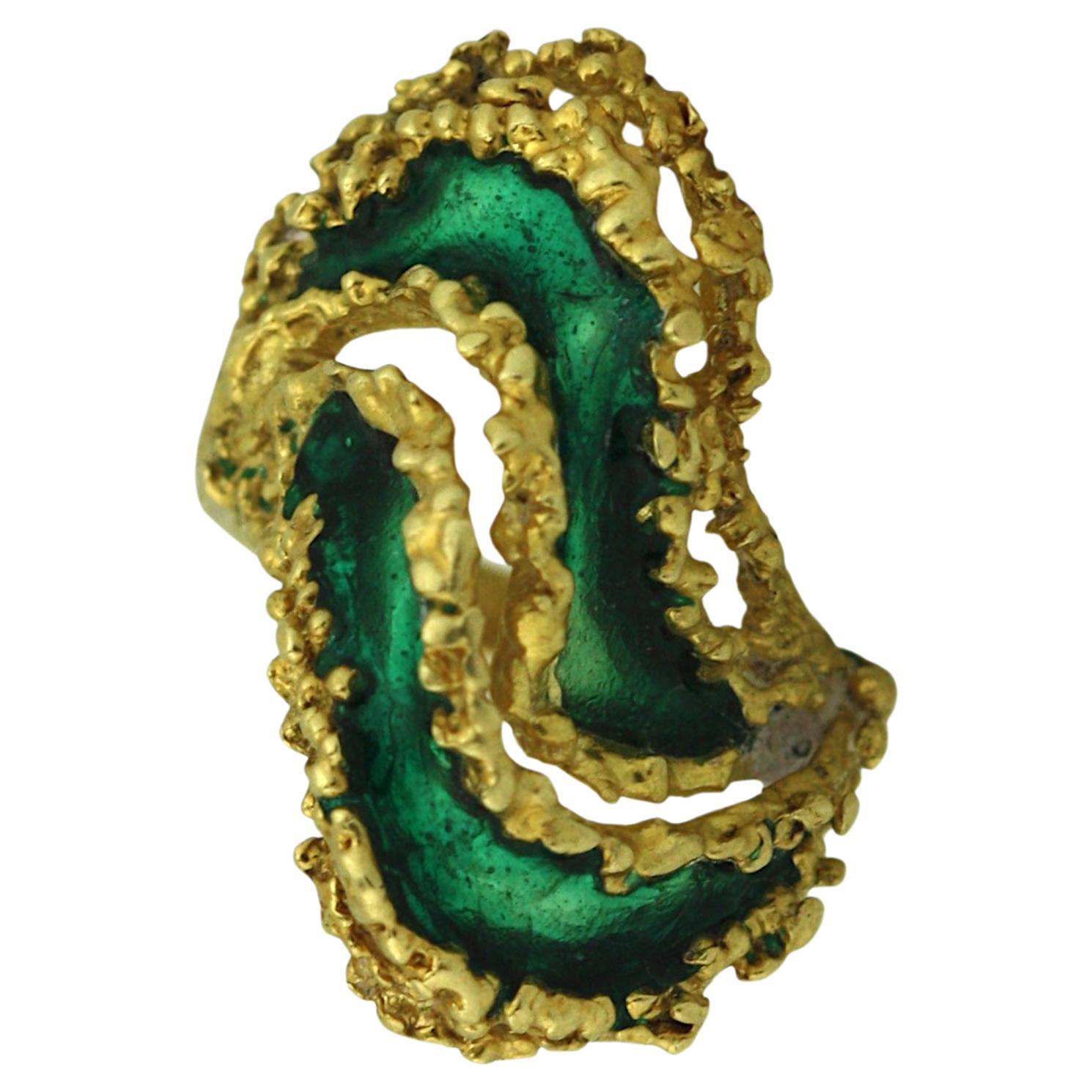 Anello astratto in oro e smalto