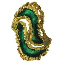 Abstrakter Ring aus Gold und Emaille