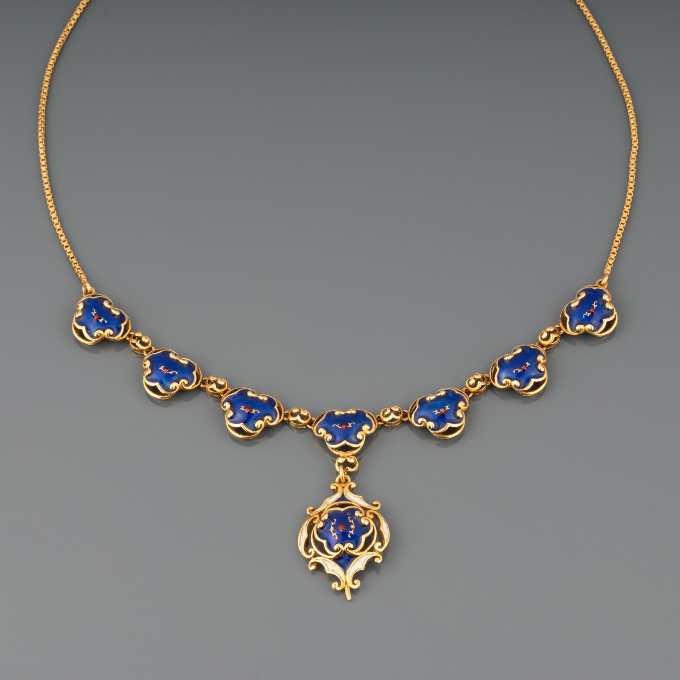 Victorian Gold and Enamel Antique Necklace For Sale
