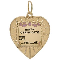 Vintage Gold and Enamel Birth Certificate Charm