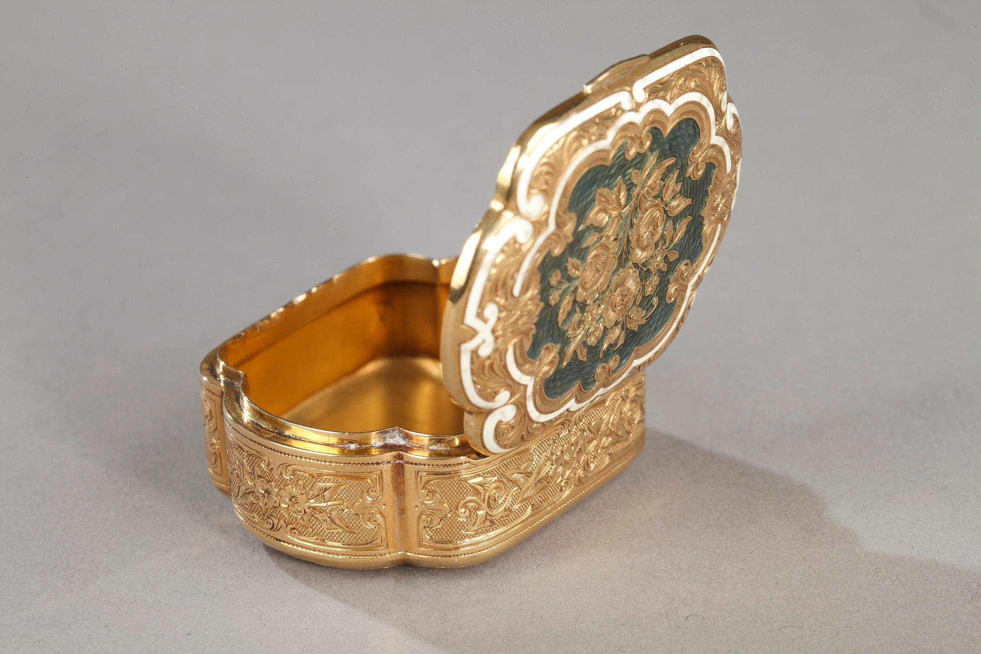 Napoleon III Gold and Enamel Box, Late 19th Century For Sale