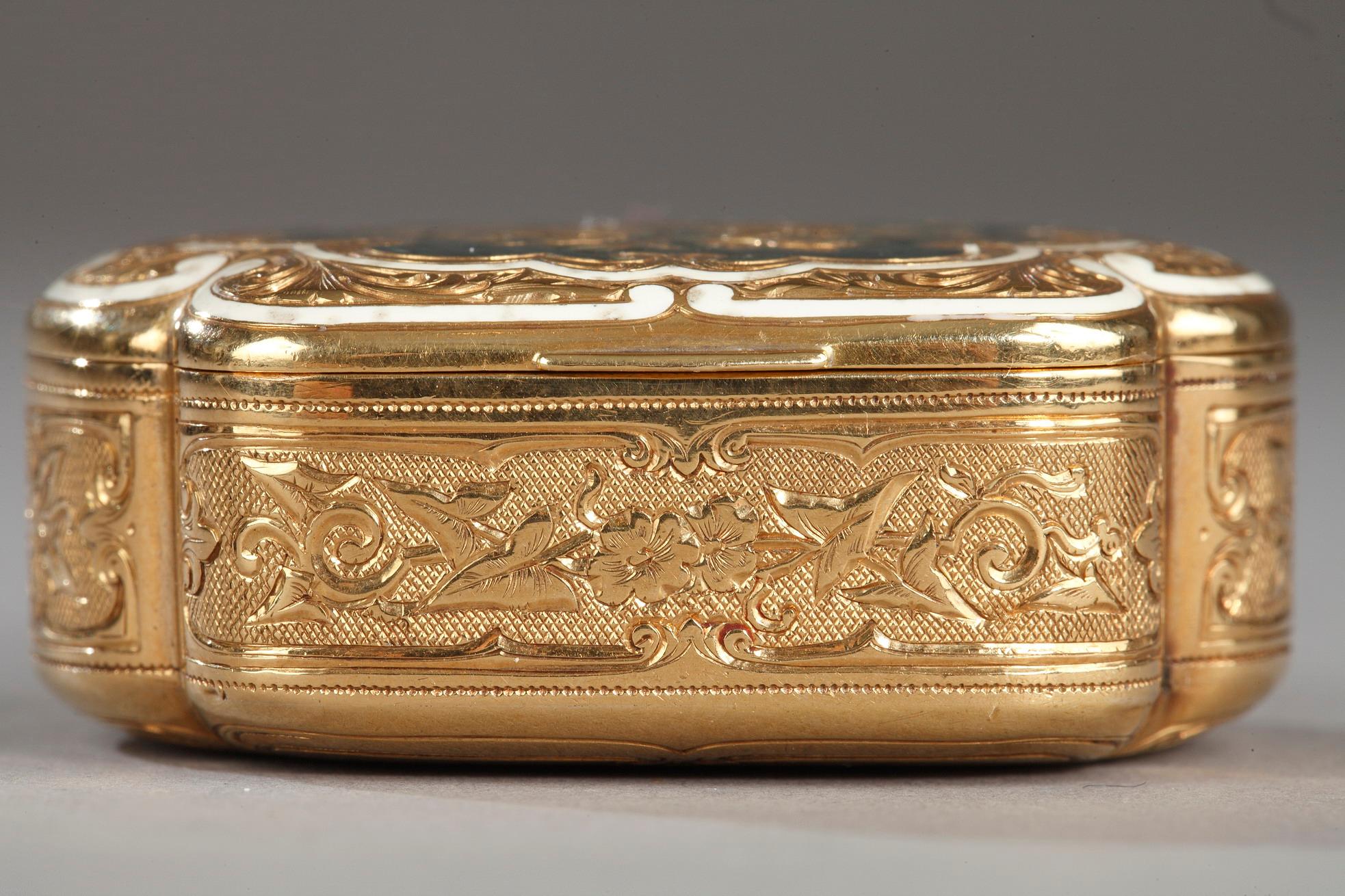 Gold and enamel box, late 19th-century In Good Condition For Sale In Paris, FR