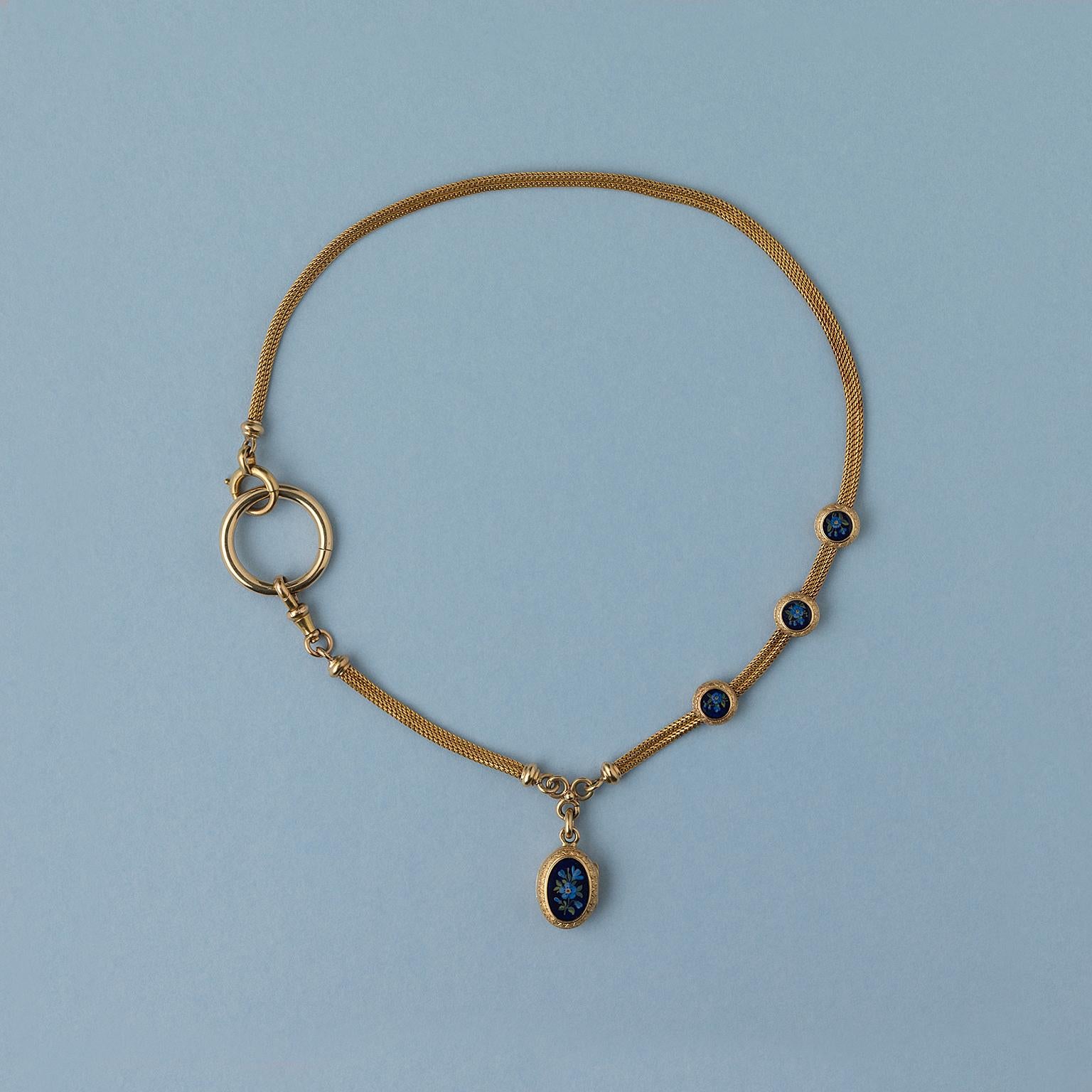 Victorian Gold and Enamel Forget-Me-Not Necklace