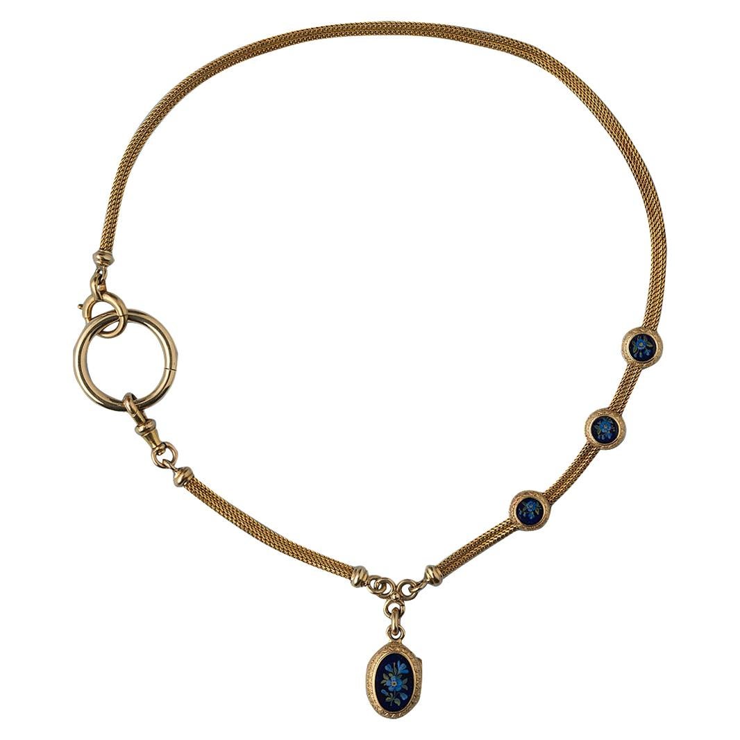 Gold and Enamel Forget-Me-Not Necklace