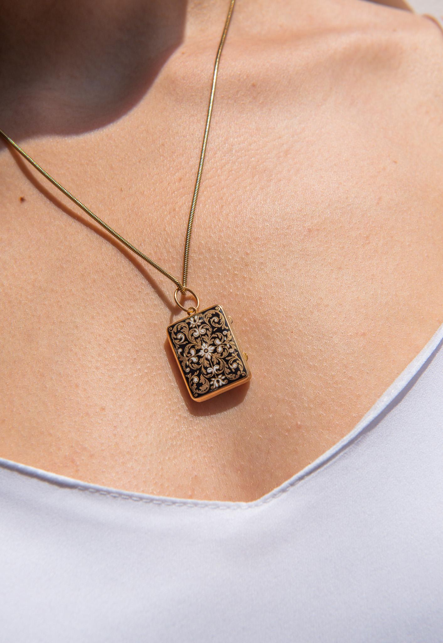 Women's or Men's Gold and Enamel French Vinaigrette Pendant
