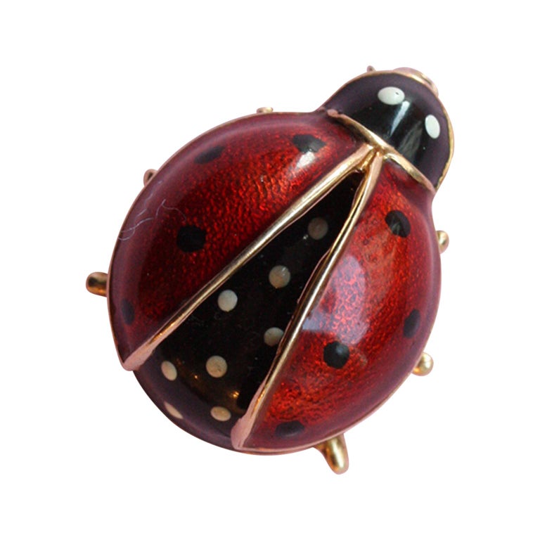 Gold and Enamel Ladybird Brooch at 1stDibs