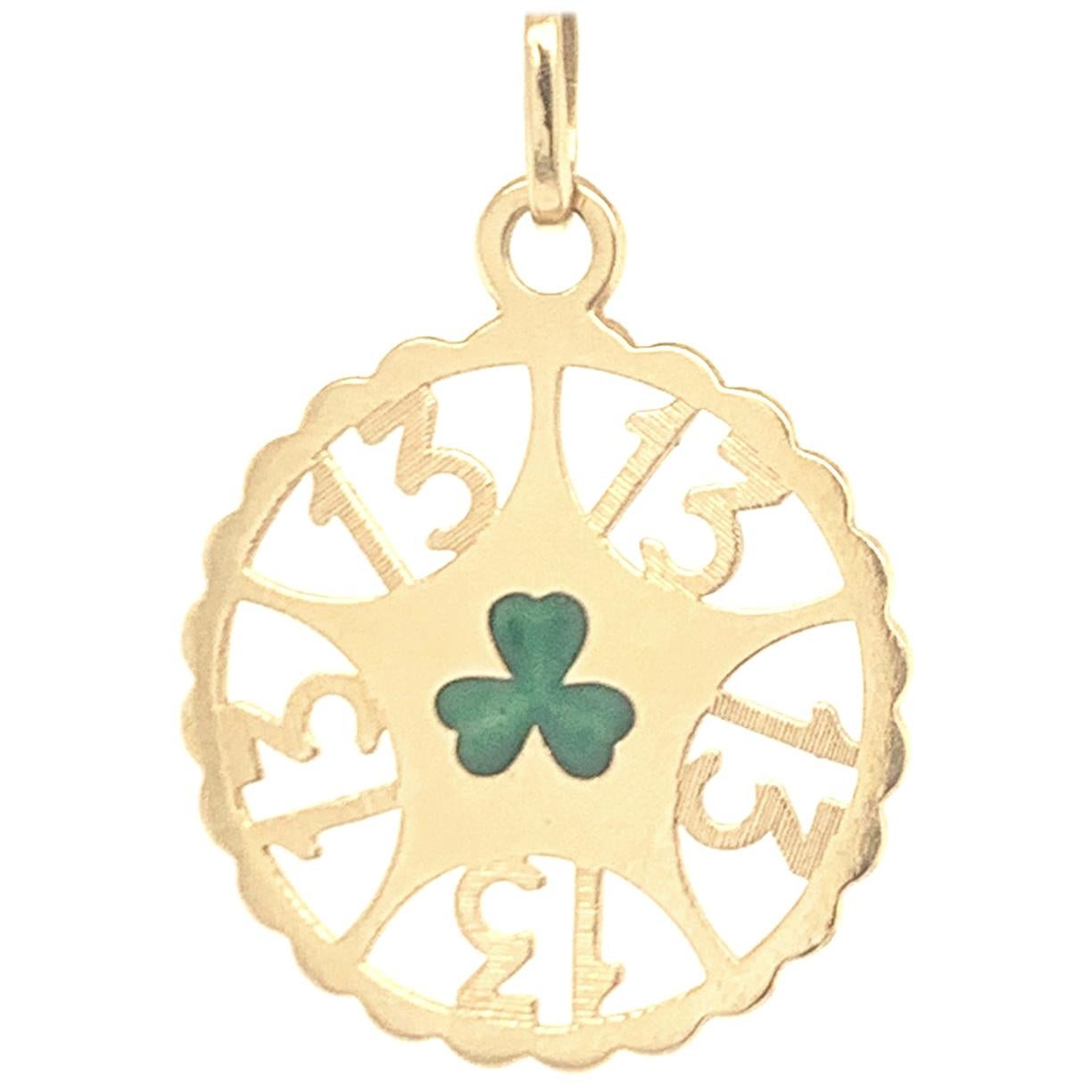 Gold and Enamel Lucky 13 Charm