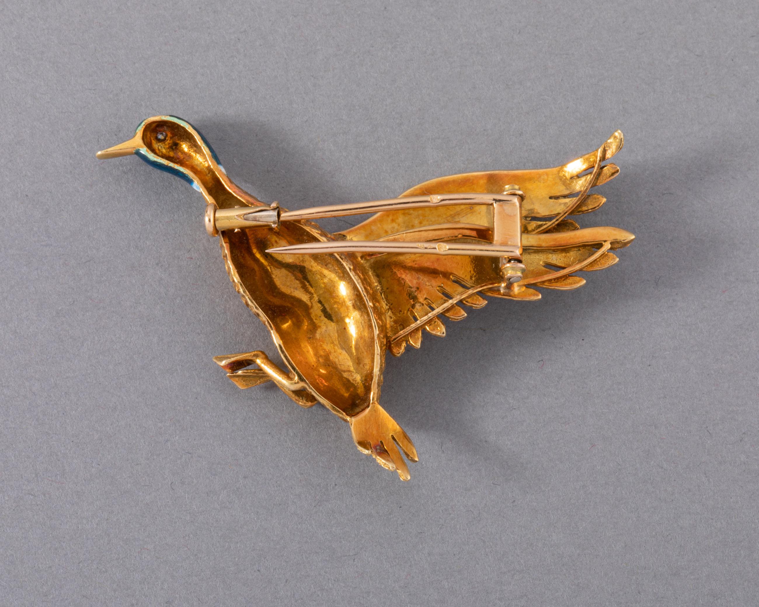 Gold and Enamel Mellerio Bird Brooch 5