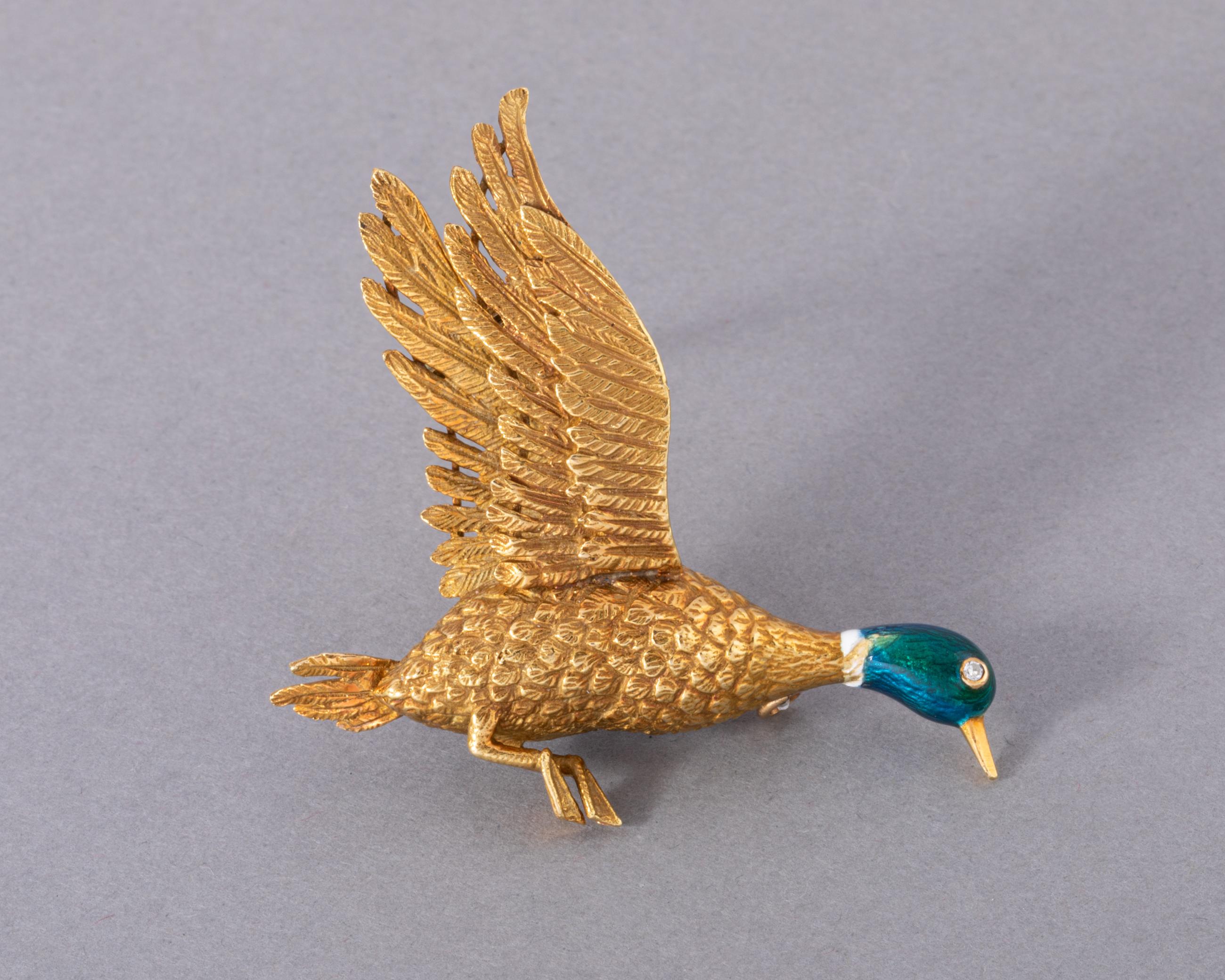 Gold and Enamel Mellerio Bird Brooch 6