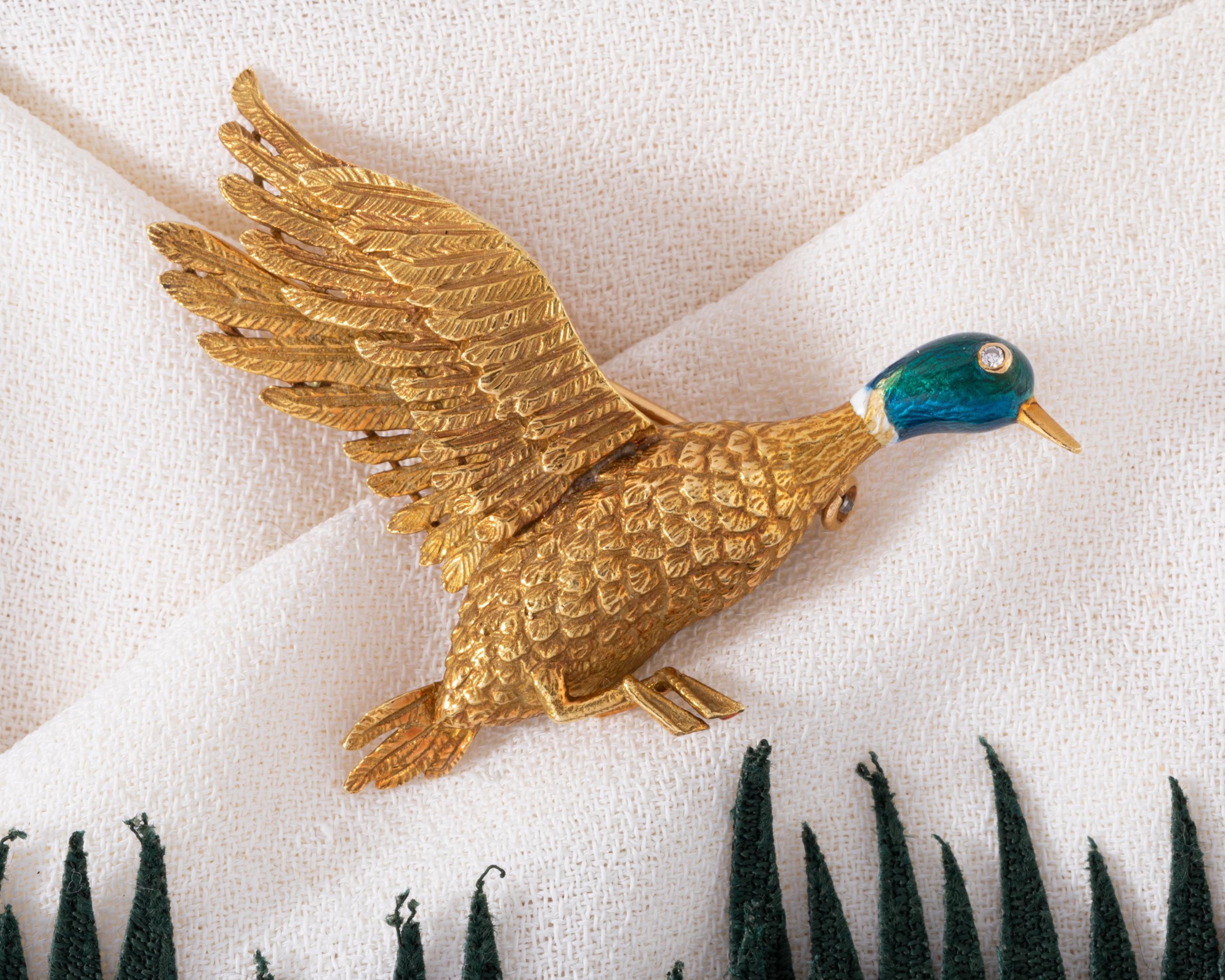 Gold and Enamel Mellerio Bird Brooch 2