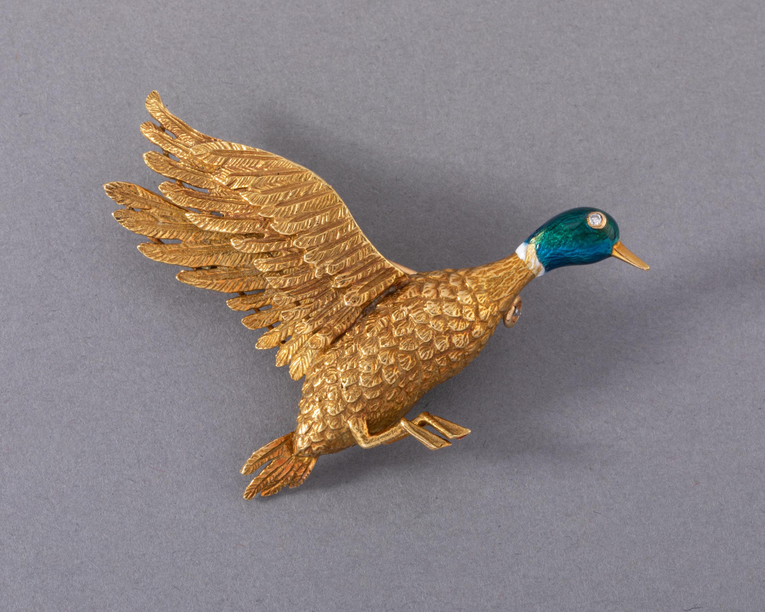 Gold and Enamel Mellerio Bird Brooch 3