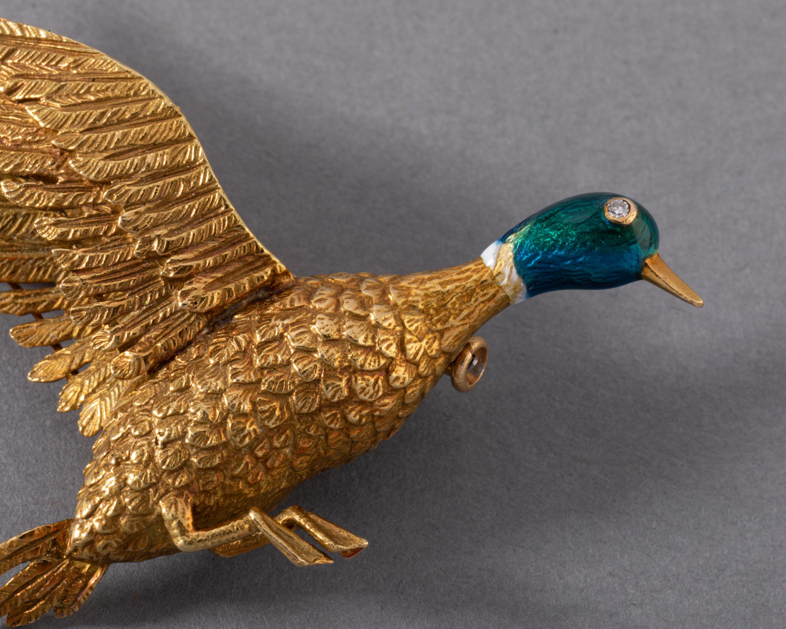 Gold and Enamel Mellerio Bird Brooch 4