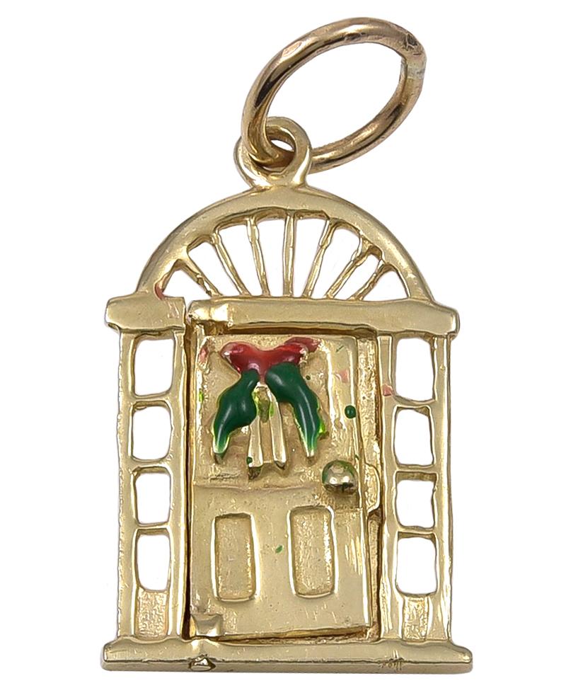 Women's or Men's Gold and Enamel Merry Christmas Charm For Sale
