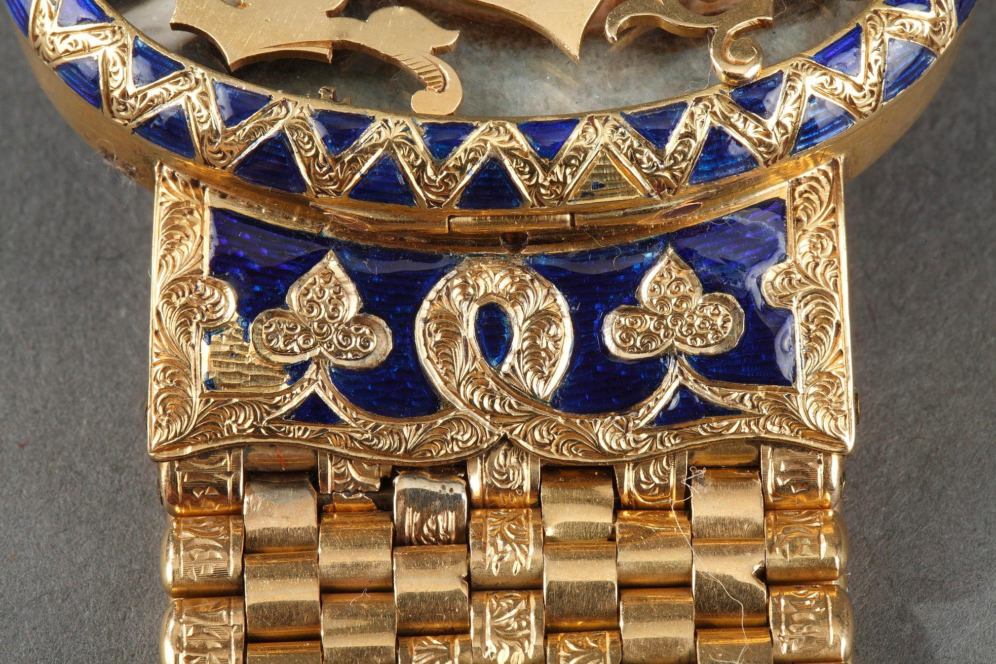 Gold and Enamel Miniature Bracelet, Bost, 19th Century For Sale 7