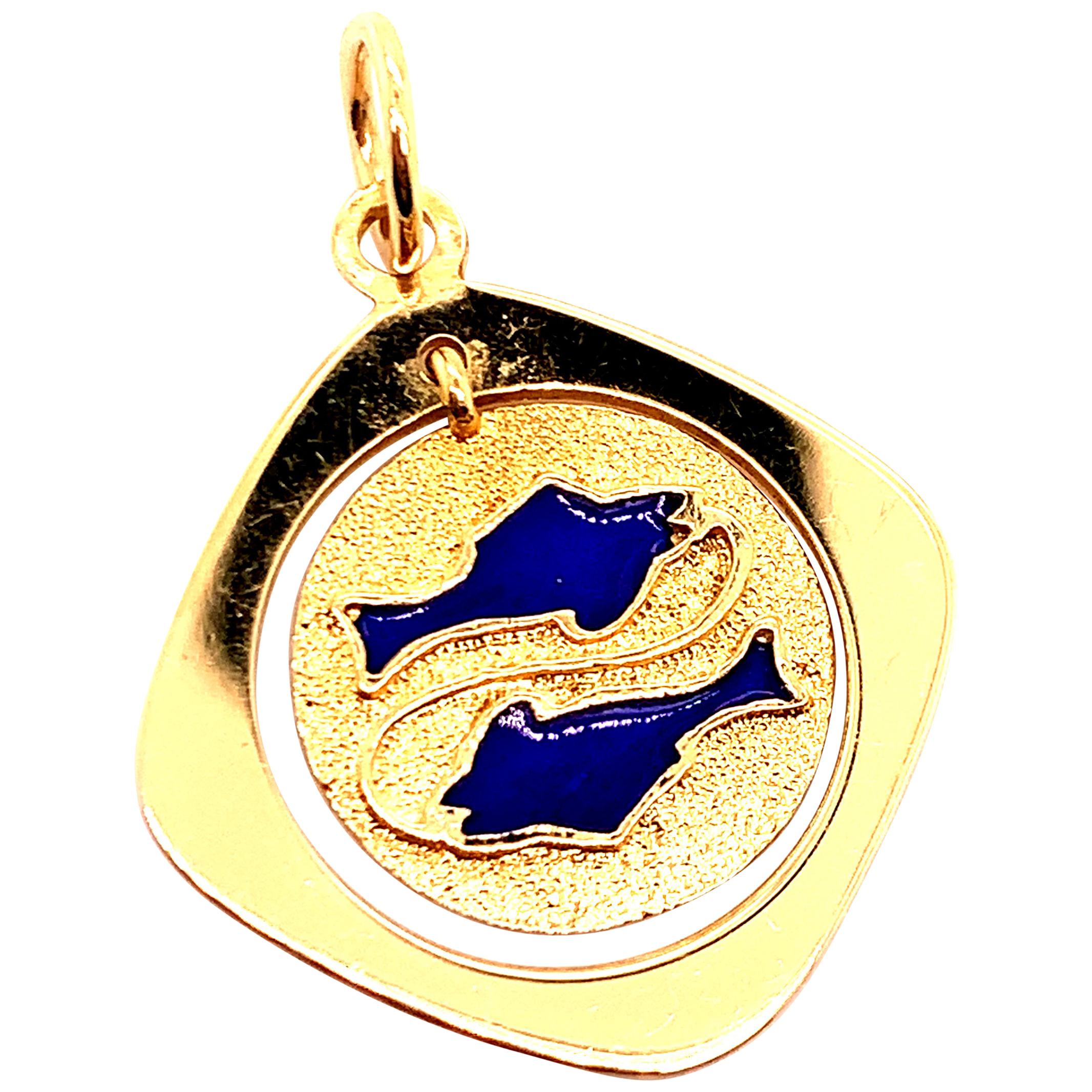 Gold and Enamel Pisces Charm