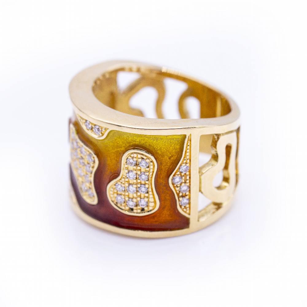 Gold- und Emaille-Ring Damen im Angebot