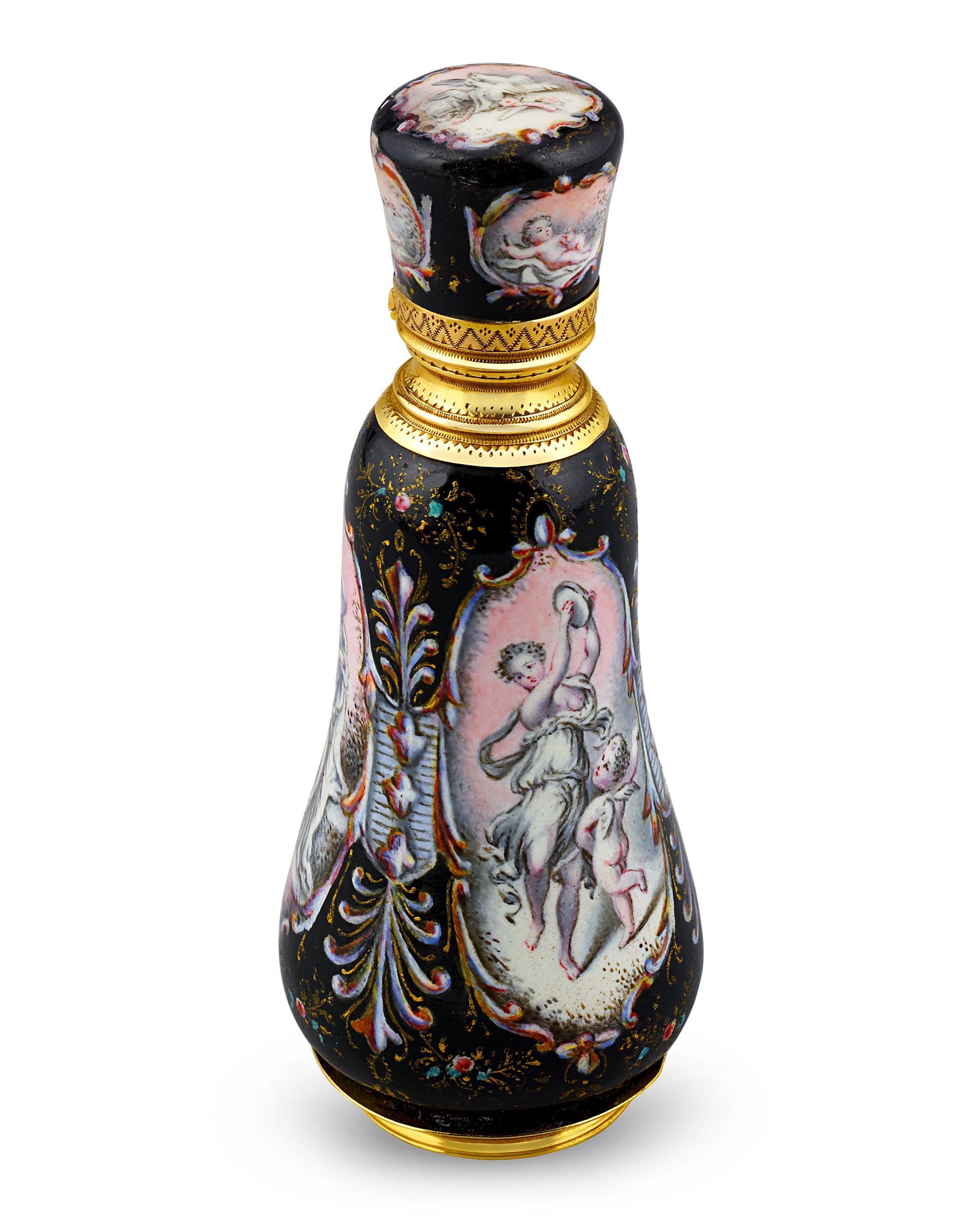 Neoclassical Gold and Enamel Scent Bottle
