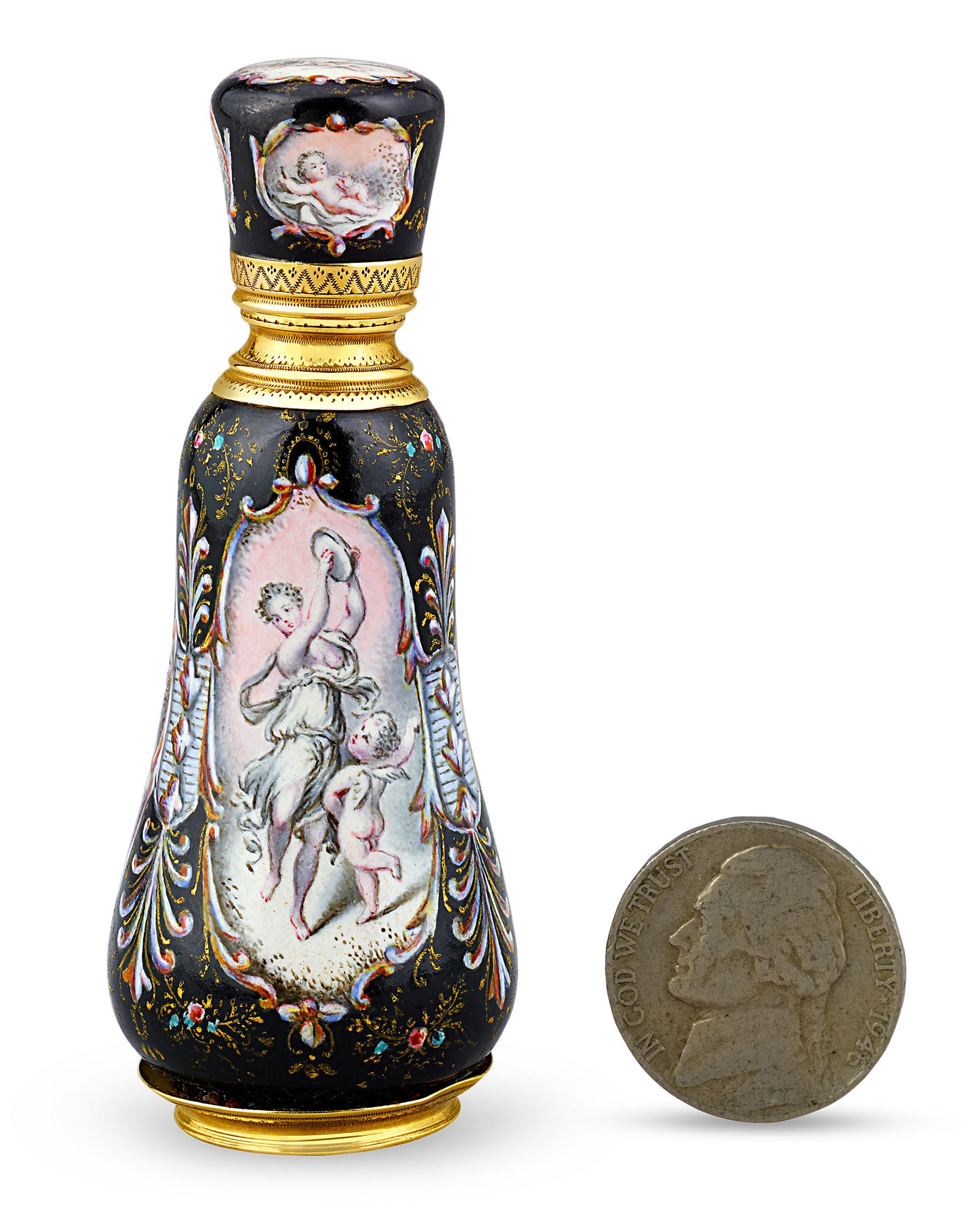 19th Century Gold and Enamel Scent Bottle