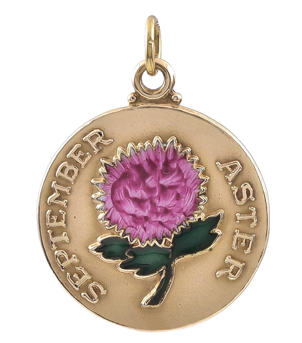 Gold and Enamel September Charm In Excellent Condition In New York, NY