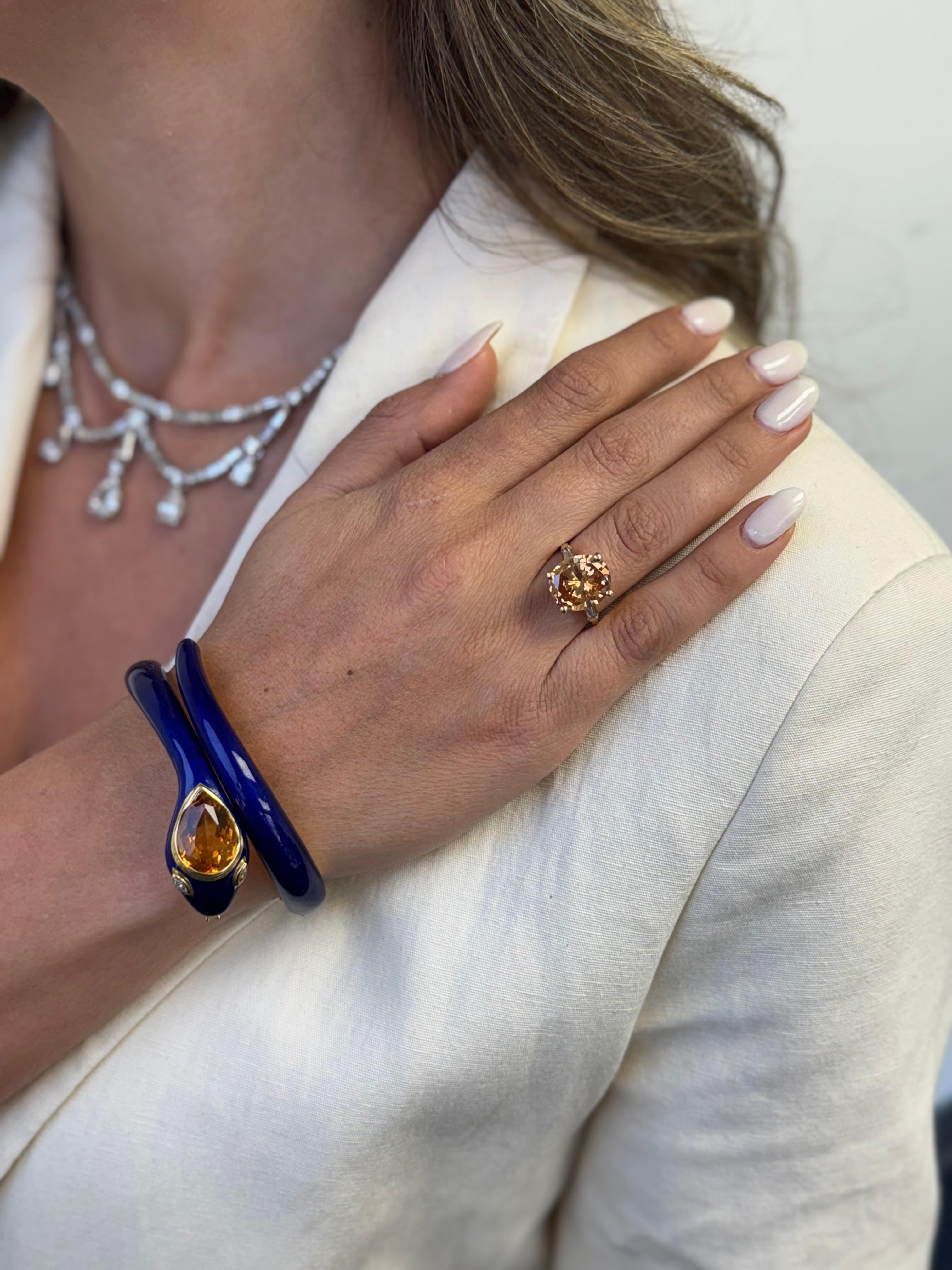 da uomo o donna Bracciale a serpente in oro e smalto con citrino e diamanti in vendita