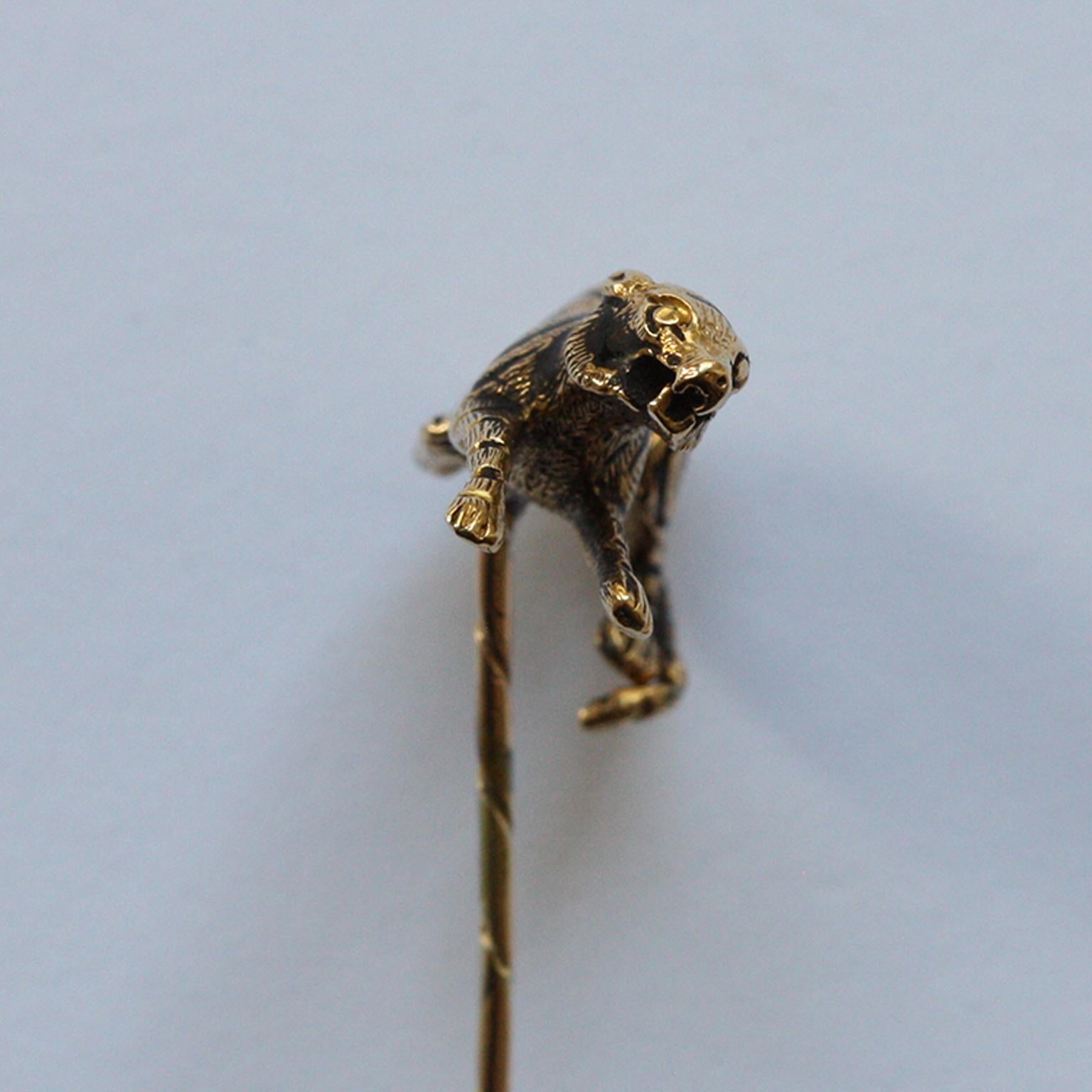 Women's or Men's Gold and Enamel Tiger Stickpin