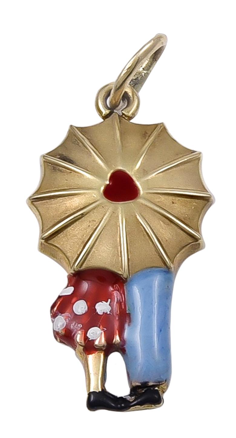 Women's or Men's Gold and Enamel Valentine Charm