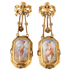 Gold and Enamel Victorian Earrings
