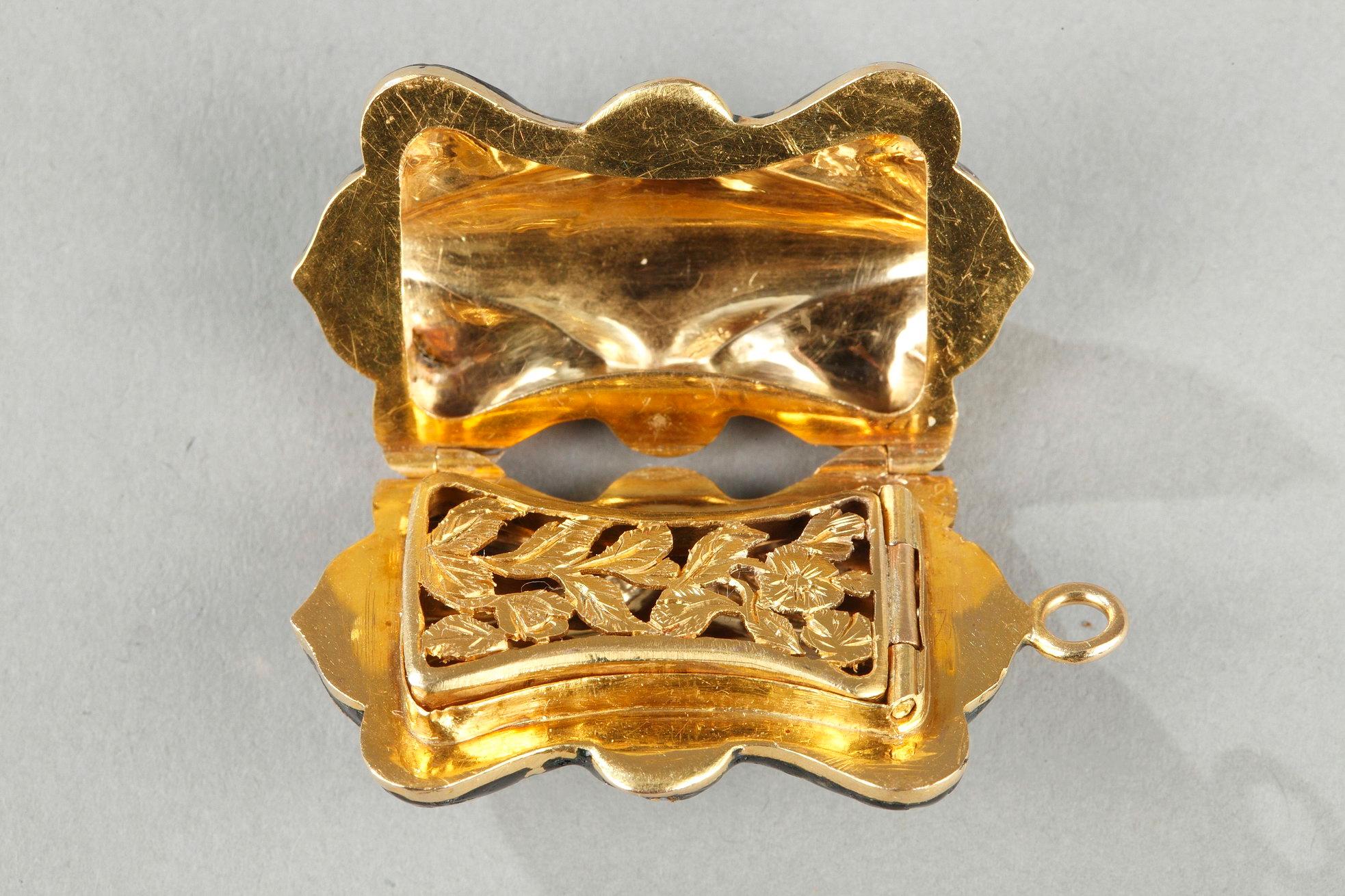 Vinaigrette in oro e smalto, opera della metà del XIX secolo in vendita 1