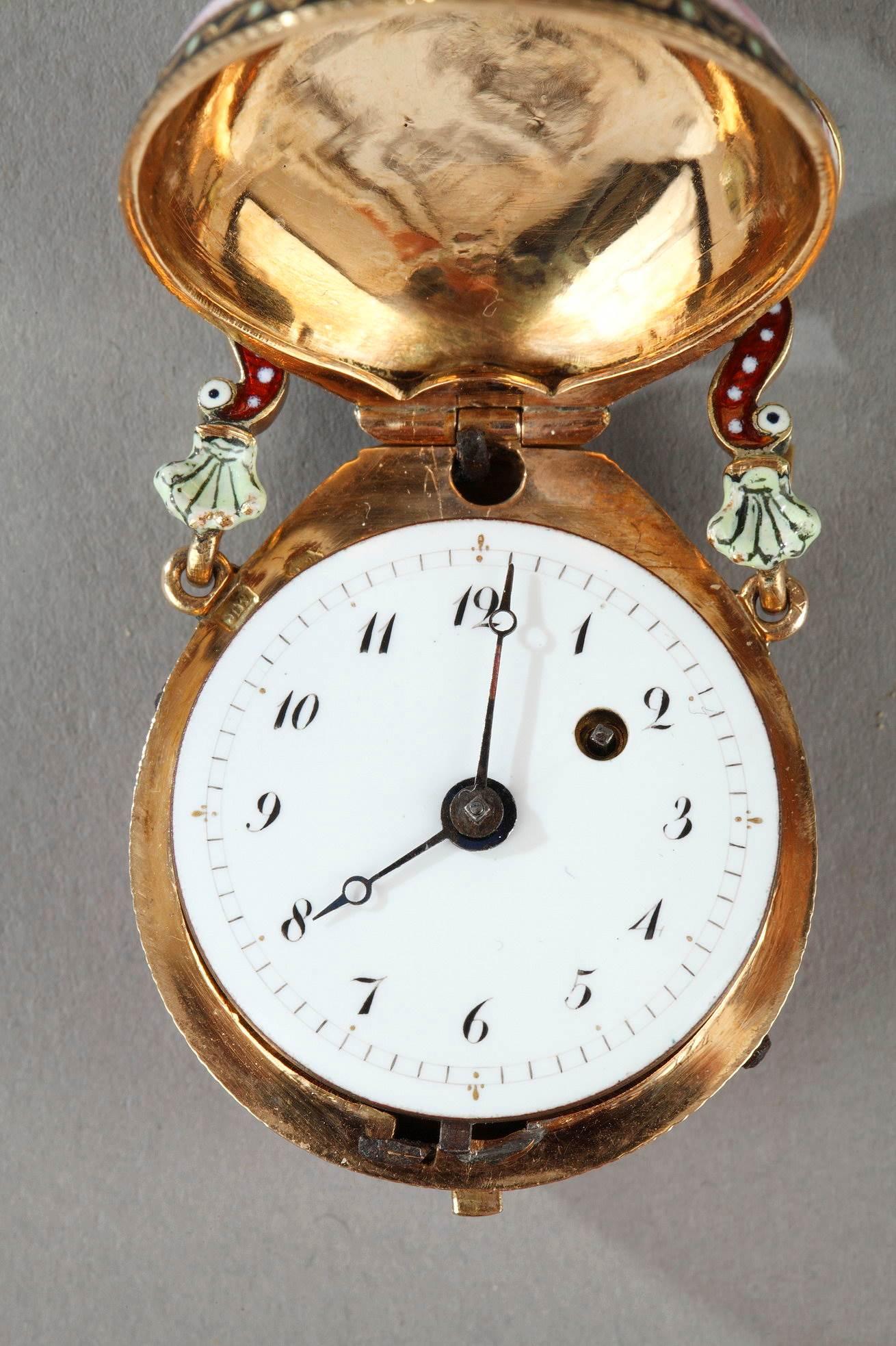 Gold and Enamel Watch/Chatelaine, Viennese Craftsmanship, circa 1860-1870 For Sale 1