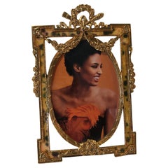 Gold and Faux Enameled Brass Decorative Picture Frame
