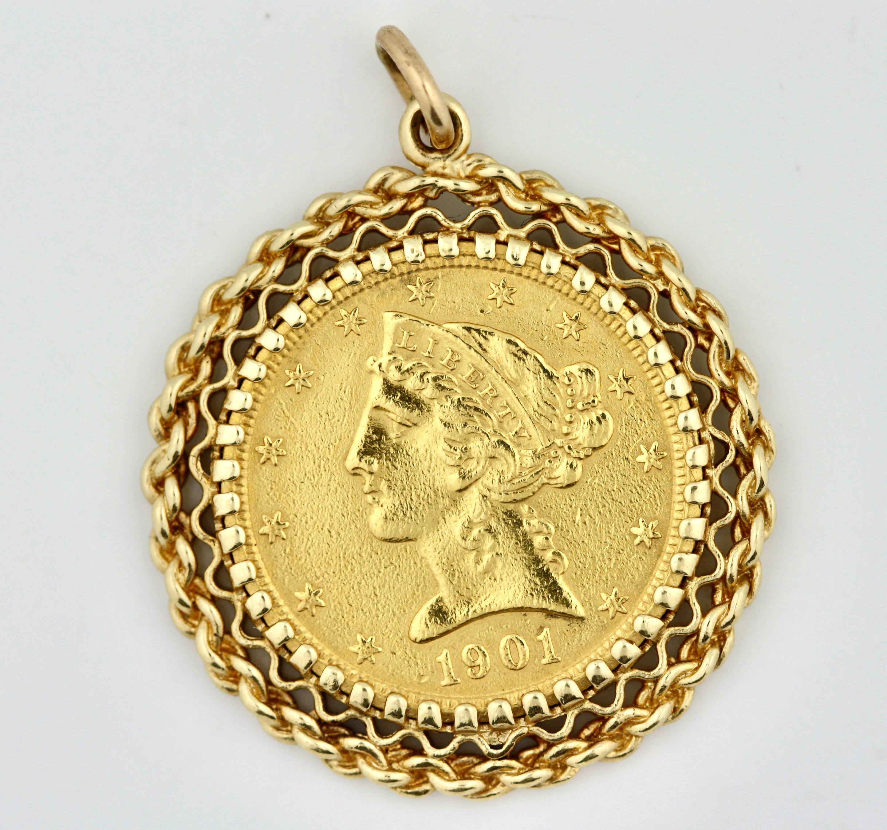 Gold and Five-Dollar Gold Coin Pendant For Sale at 1stDibs | 5 dollar ...