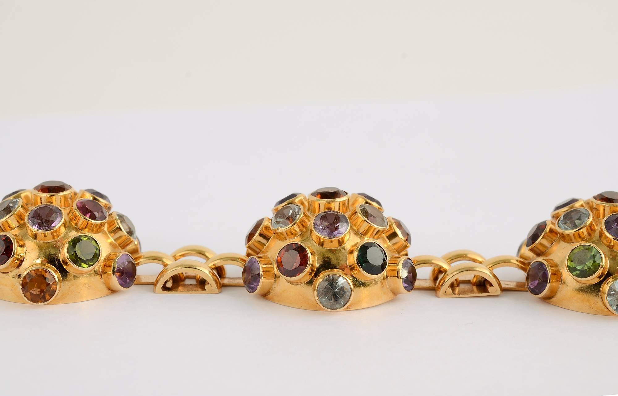Women's Gold and Gemstone Sputnik Bracelet