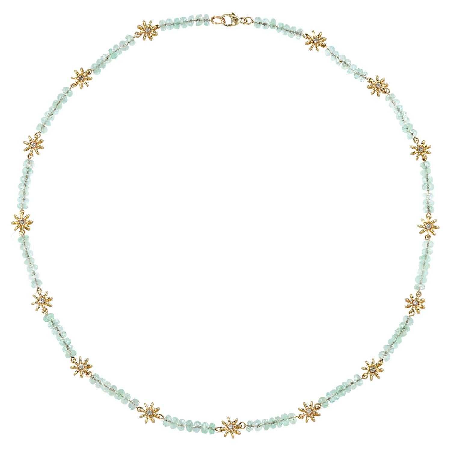 Gold and Green Beryl Necklace by Lucie Heskett-Brem For Sale