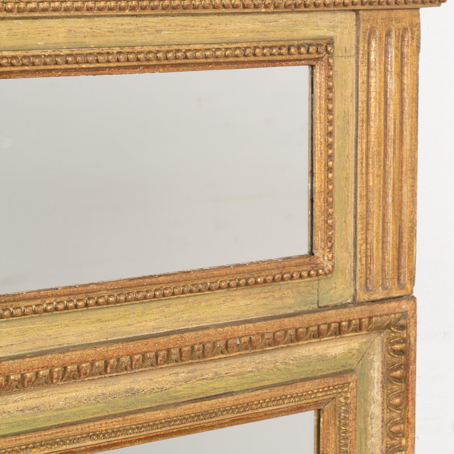 Gold and Green Painted Trumeau Mirror, Sweden circa 1820-40 For Sale 1