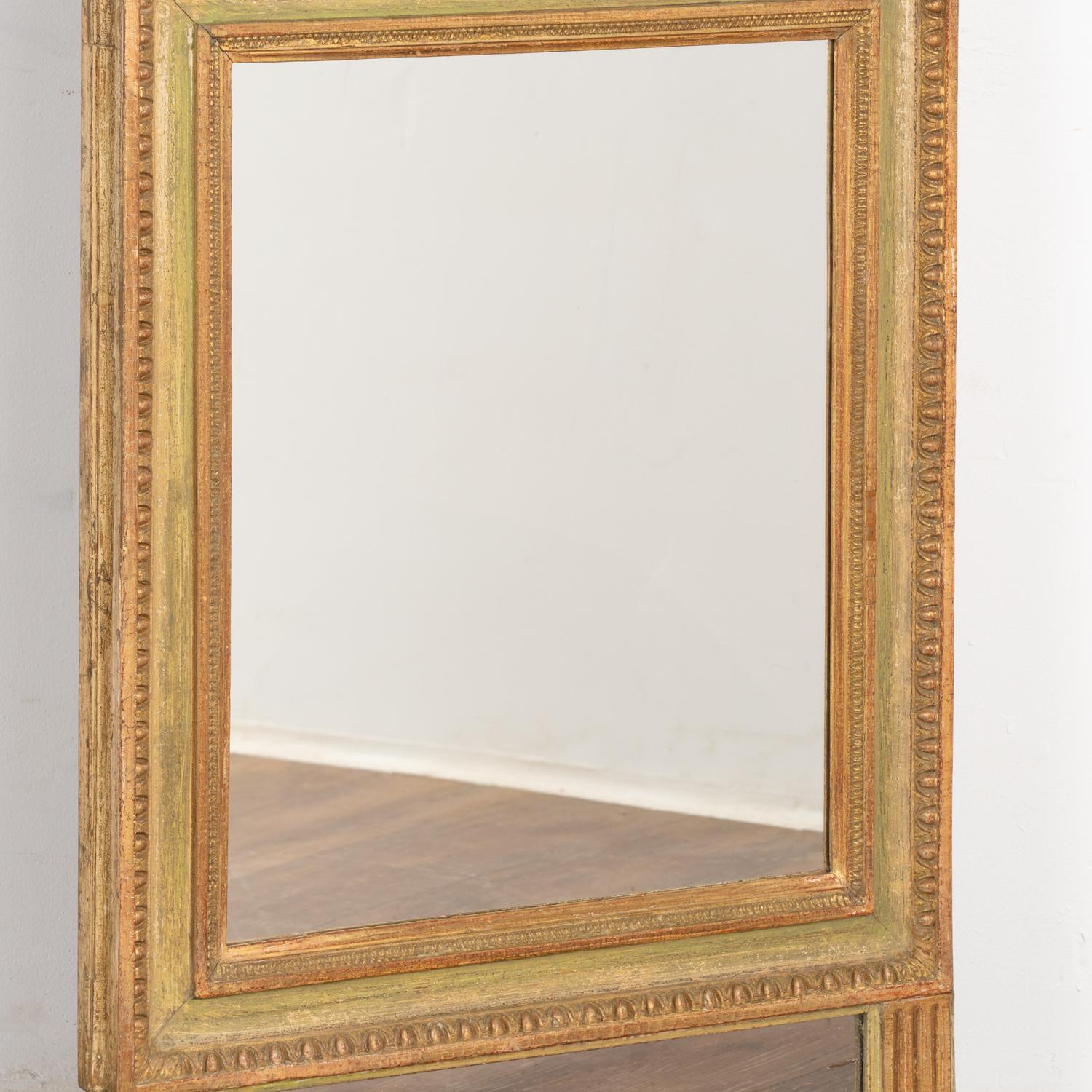 Gold and Green Painted Trumeau Mirror, Sweden circa 1820-40 For Sale 3
