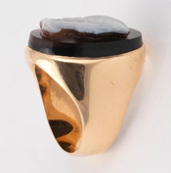 Gold and Hardstone Minerva Cameo Ring