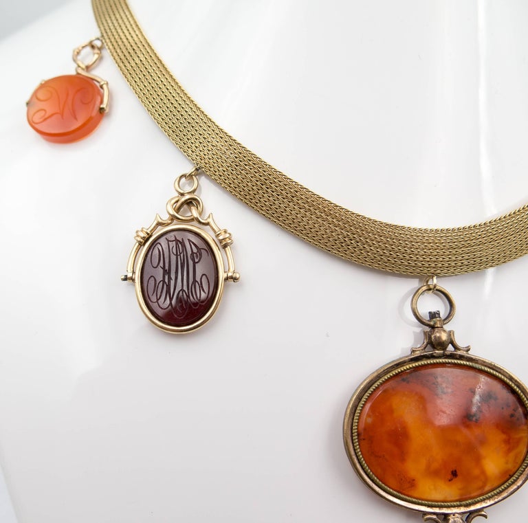 Gold and Hardstone Swivel Fob Necklace at 1stDibs fob necklace gold