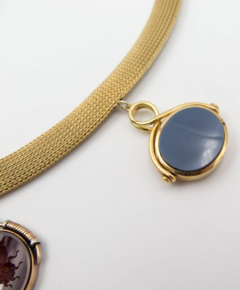 Gold and Hardstone Swivel Fob Necklace at 1stDibs fob necklace gold