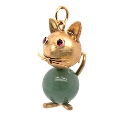 Gold and Jade Cat Charm