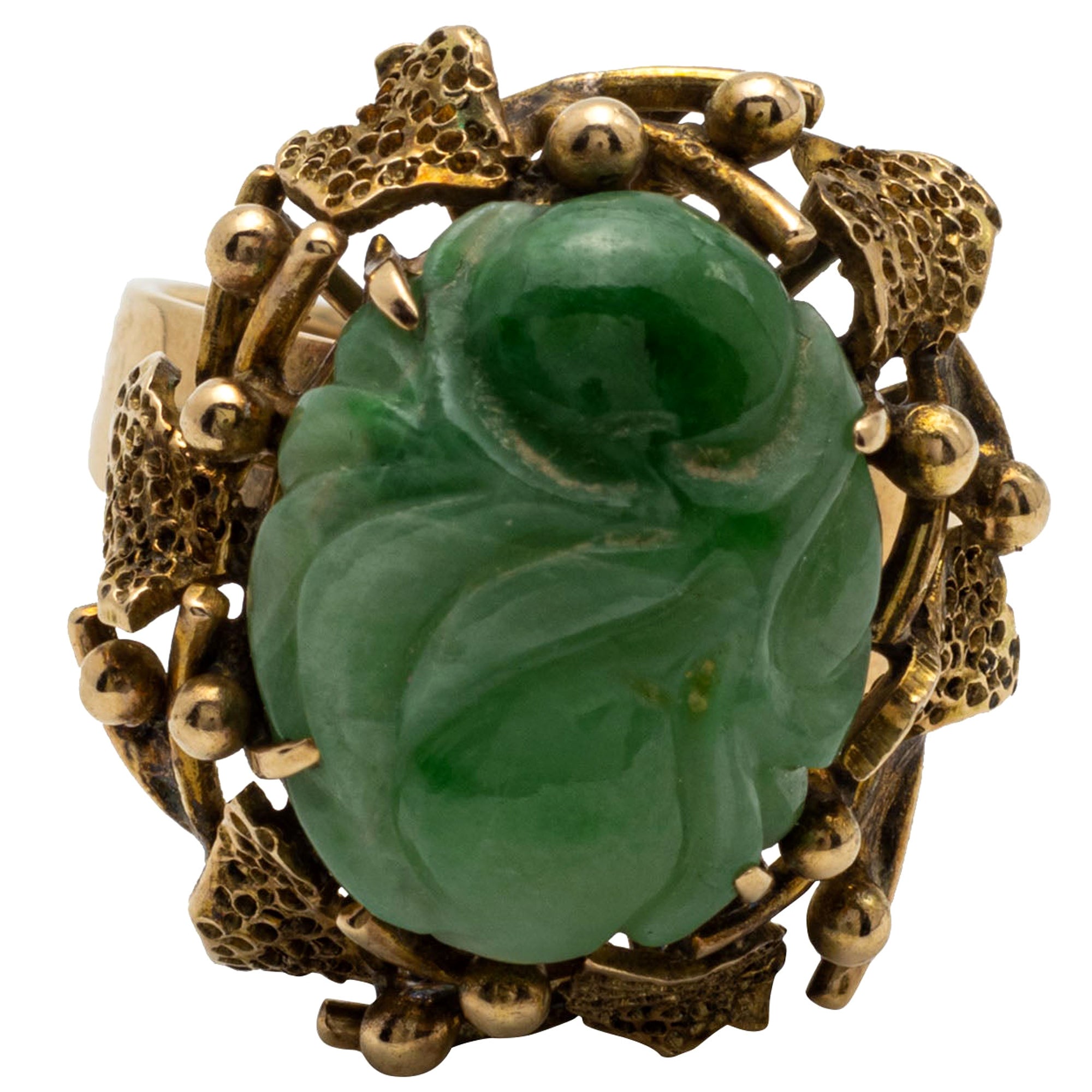 Anello in oro e giada